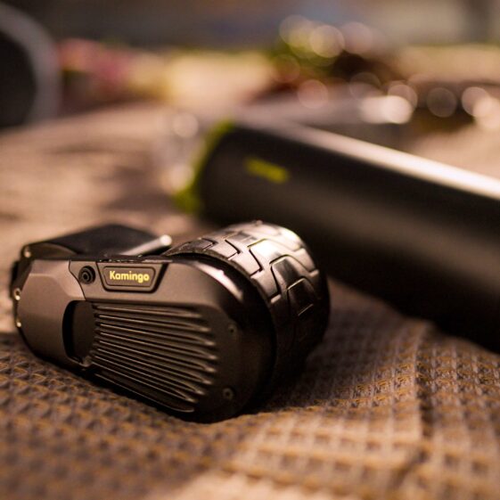 Lightweight Kamingo e-bike converter mounted on a commuter bicycle with bottle-style battery