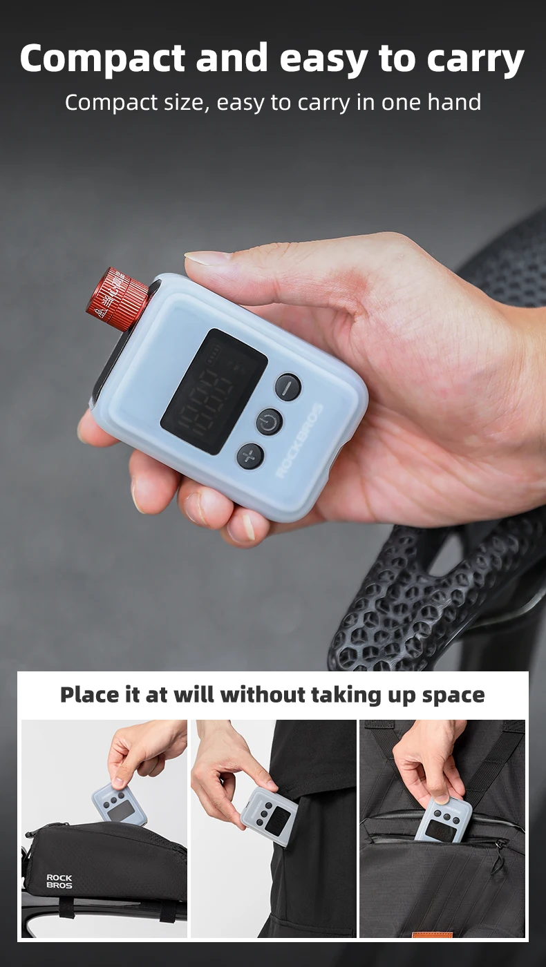 ROCKBROS 150 PSI Portable Pocket Bike Electric Air Pump - Image 12