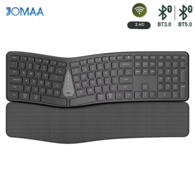 Ergonomic 2.4G Wireless Keyboard: Natural Typing & Multi-Device Bluetooth