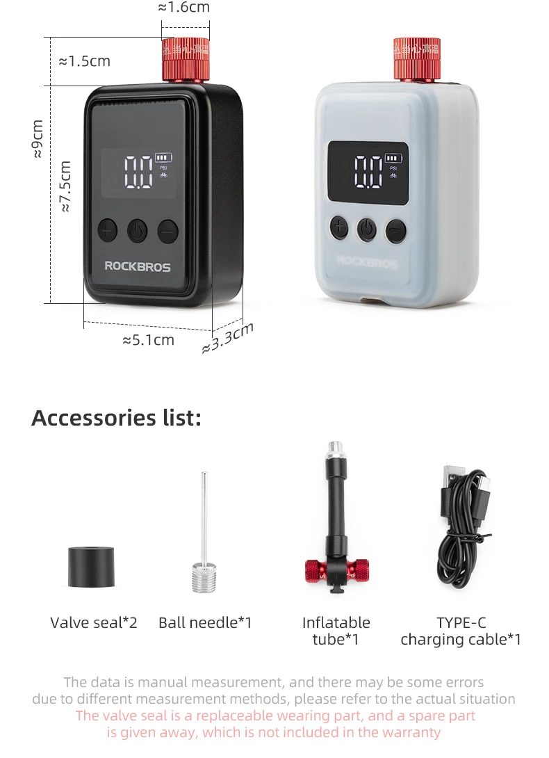 ROCKBROS 150 PSI Portable Pocket Bike Electric Air Pump - Image 10