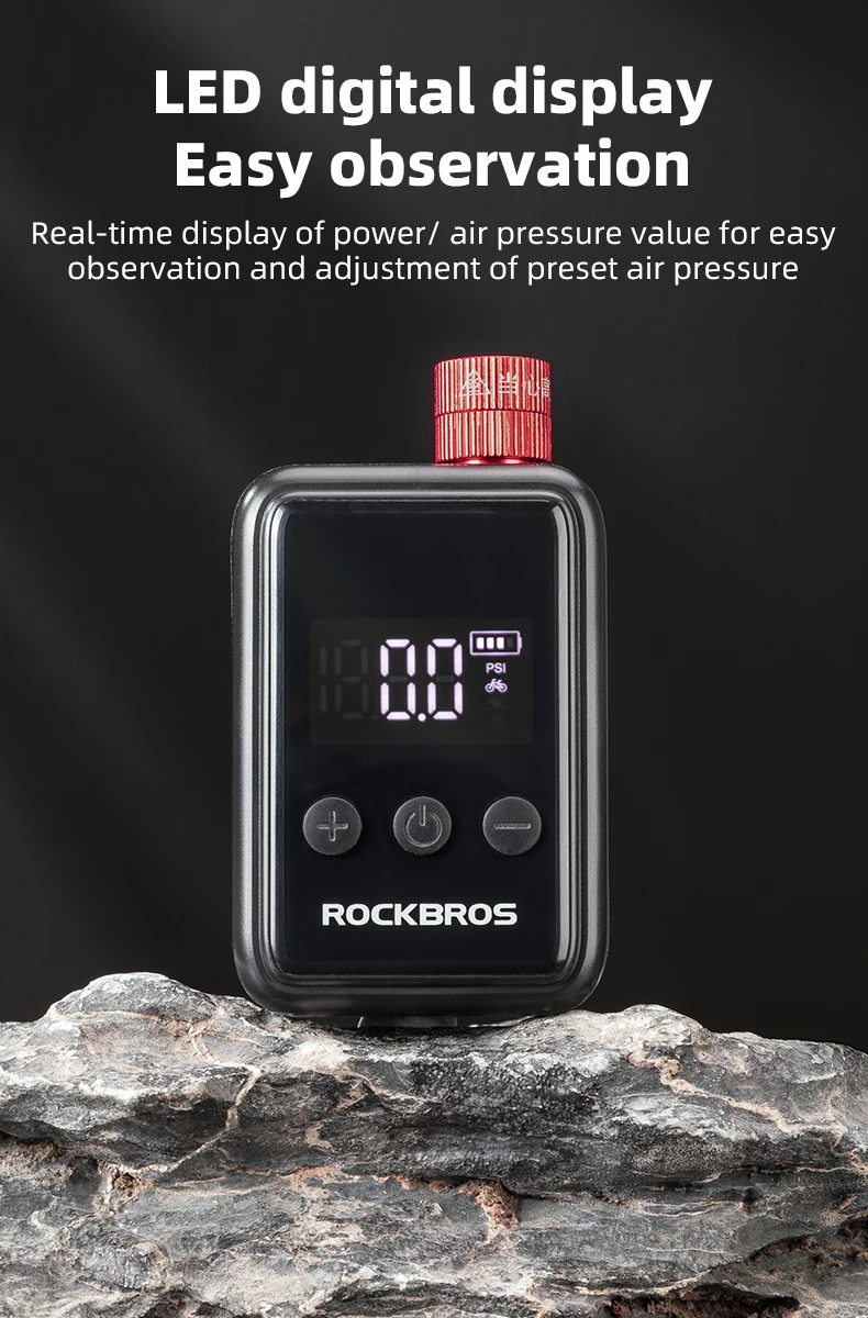 ROCKBROS 150 PSI Portable Pocket Bike Electric Air Pump - Image 17