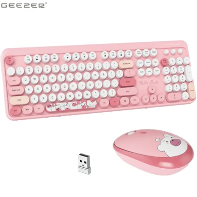 Ergonomic 2.4G Wireless Keyboard & Mouse Combo - Retro Design